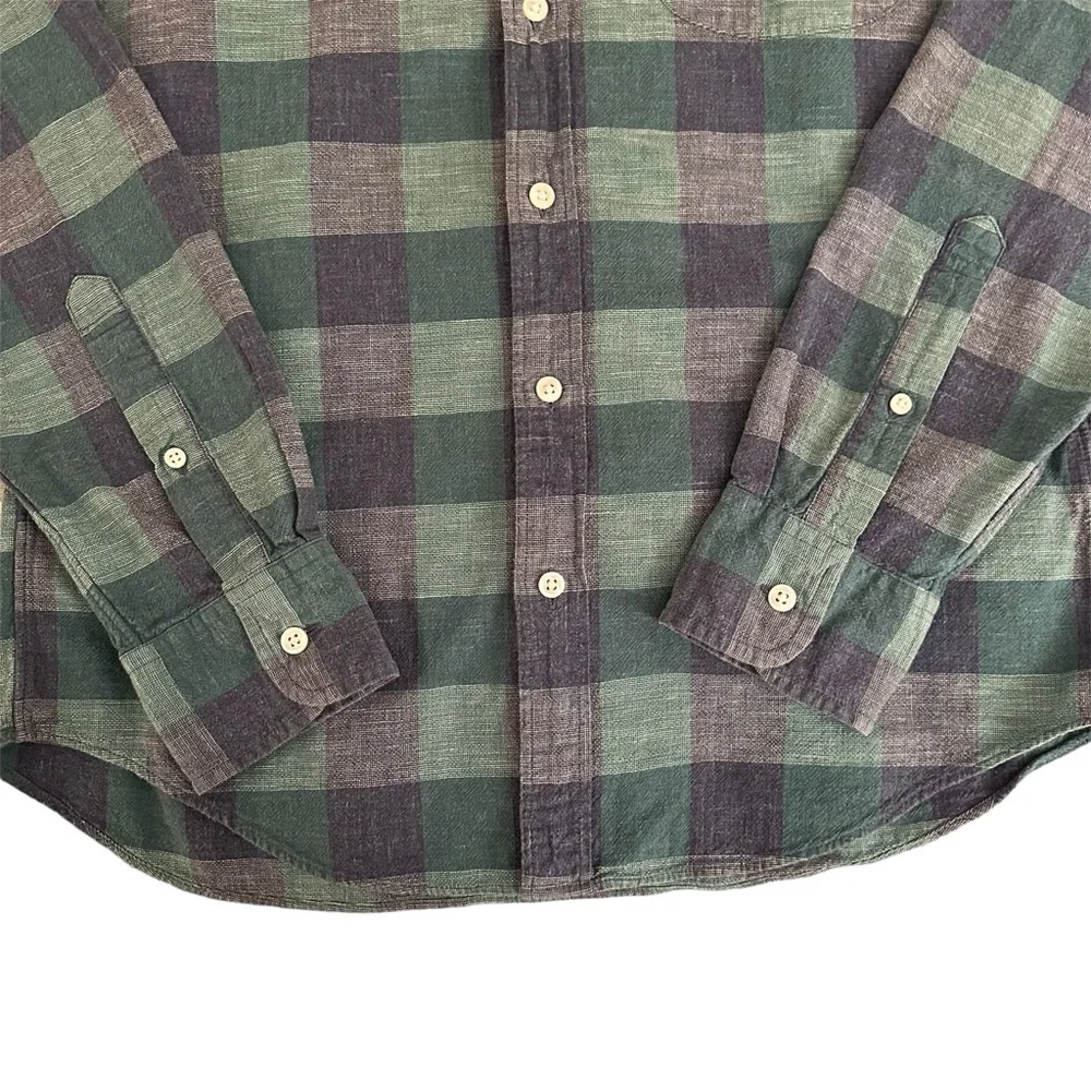 J. Crew Blue & Green Gingham Check Button Down Shirt Size Medium